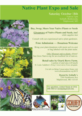 Flyer for the Oct. 18 Native Plant Expo at Schlafly Bottleworks