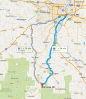 Route from Saint Louis to Arcadia Missouri