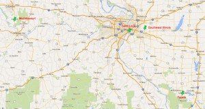 Map of Wild Ones chapters in Missouri and southern Illinois